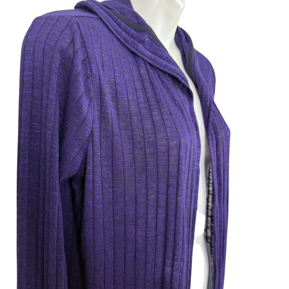 Chicos Zenergy Purple Longline Duster Hooded Cardigan Ribbed Sweater Thin 0/ S - Picture 4 of 15